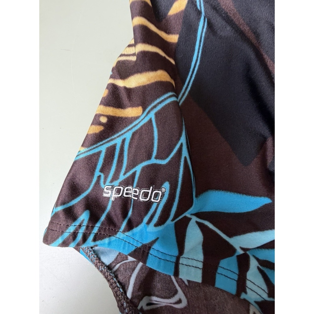 Vintage Speedo One Piece Swimsuit Size 8 Brown Blue Tropical‎ Sexy - Picture 7 of 10